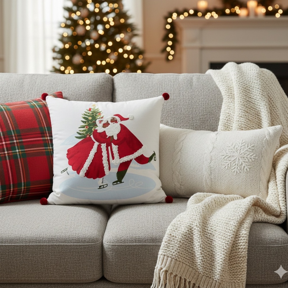 Threshold Christmas Mr & Mrs Clause Kissing Pillow